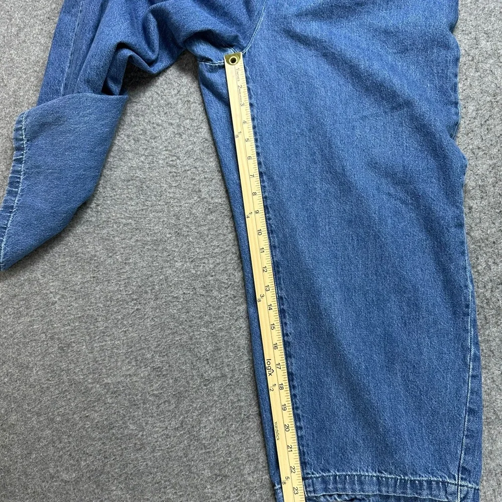 Zara Women XL Blue Denim Wide Leg Culottes High Rise Elastic Waist Cropped Pants